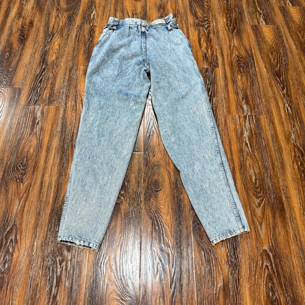 Lawman 8 Jeans Womens Acid Wash High Rise Tapered Pleated Side Buckle 90s FLAW